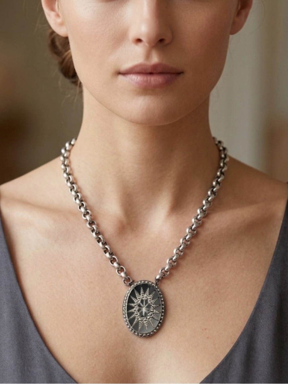 Sabika Medallion Starburst Pendant Necklace Summer 2015